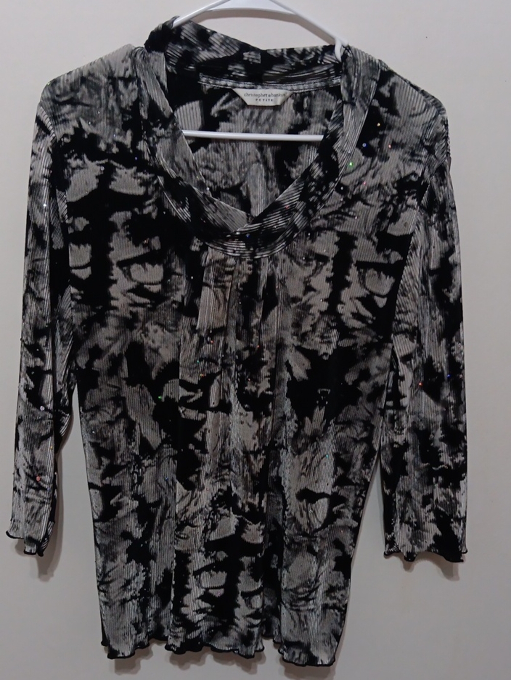 Christopher & Banks Black and White Cowl Neck Long Sleeve Top